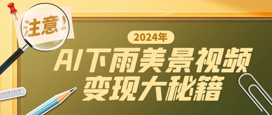 一键生成AI下雨美景视频，零基础打造1700万播放神作，手把手教你变现秘籍网赚项目-副业赚钱-互联网创业-资源整合小白项目资源网