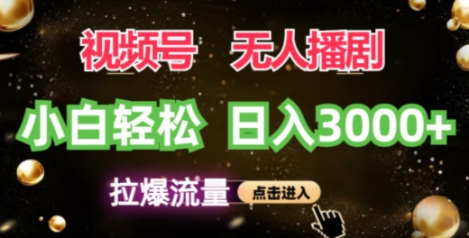 视频号蓝海项目，无人播剧拉爆流量，小白也能轻松日入3K网赚项目-副业赚钱-互联网创业-资源整合小白项目资源网