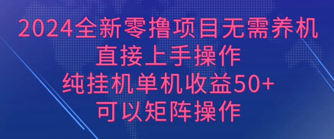 2024全新零撸项目，无需养机，直接上手操作 纯挂JI，单机收益50+，可以矩阵操作网赚项目-副业赚钱-互联网创业-资源整合小白项目资源网