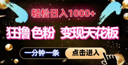 狂撸S粉变现天花板，轻松日入1000+，一单200+网赚项目-副业赚钱-互联网创业-资源整合小白项目资源网