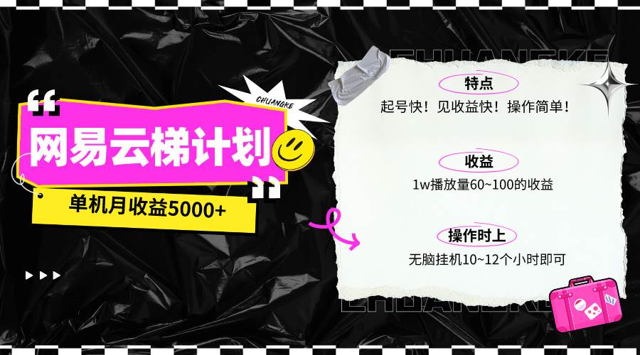 最新网易云梯计划网页版，单机月收益5000+！可放大操作网赚项目-副业赚钱-互联网创业-资源整合小白项目资源网