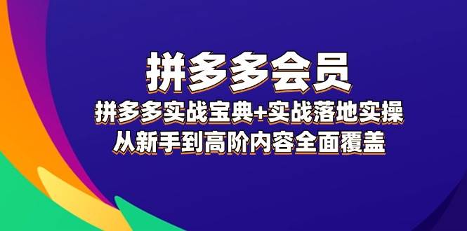 拼多多 会员，拼多多实战宝典+实战落地实操，从新手到高阶内容全面覆盖网赚项目-副业赚钱-互联网创业-资源整合小白项目资源网