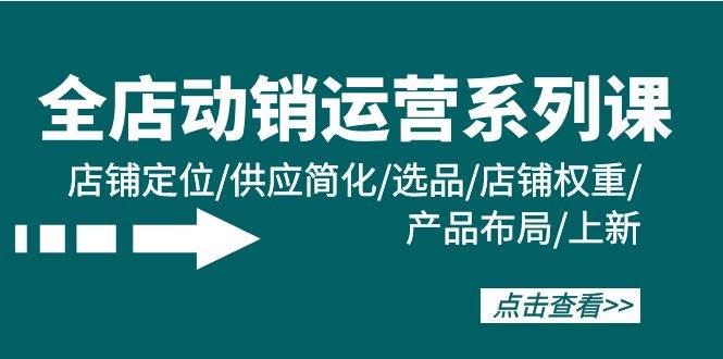 全店·动销运营系列课：店铺定位/供应简化/选品/店铺权重/产品布局/上新网赚项目-副业赚钱-互联网创业-资源整合小白项目资源网