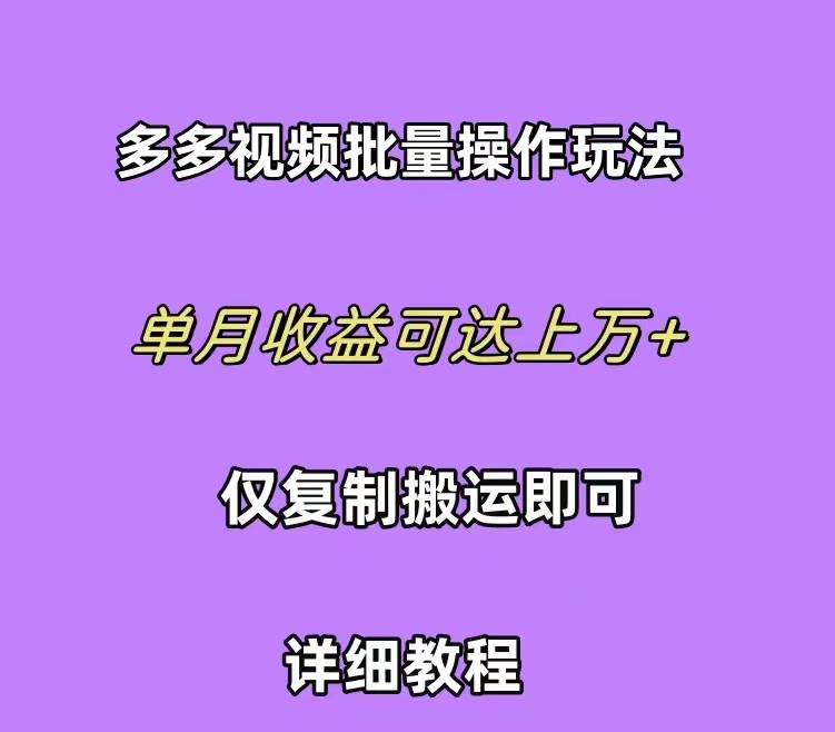 拼多多视频带货快速过爆款选品教程 每天轻轻松松赚取三位数佣金 小白必…网赚项目-副业赚钱-互联网创业-资源整合小白项目资源网