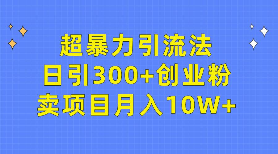 超暴力引流法，日引300+创业粉，卖项目月入10W+网赚项目-副业赚钱-互联网创业-资源整合小白项目资源网