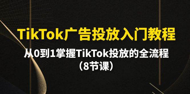 TikTok广告投放入门教程，从0到1掌握TikTok投放的全流程（8节课）网赚项目-副业赚钱-互联网创业-资源整合小白项目资源网