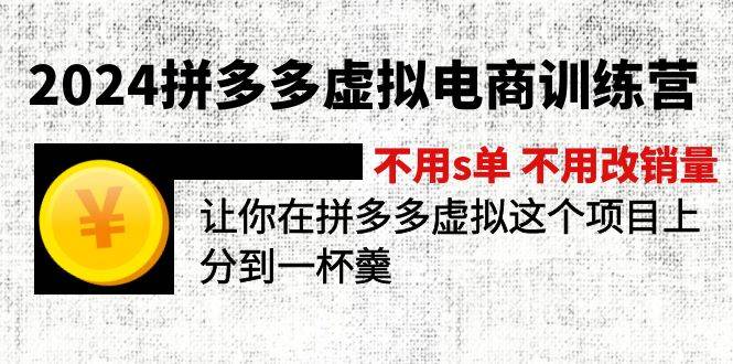 2024拼多多虚拟电商训练营 不s单 不改销量  做虚拟项目分一杯羹(更新10节)网赚项目-副业赚钱-互联网创业-资源整合小白项目资源网