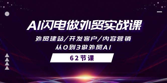 AI闪电做外贸实战课，外贸建站/开发客户/内容营销/从0到3做外贸AI-62节网赚项目-副业赚钱-互联网创业-资源整合小白项目资源网