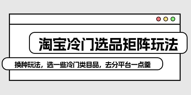 淘宝冷门选品矩阵玩法：换种玩法，选一些冷门类目品，去分平台一点羹网赚项目-副业赚钱-互联网创业-资源整合小白项目资源网